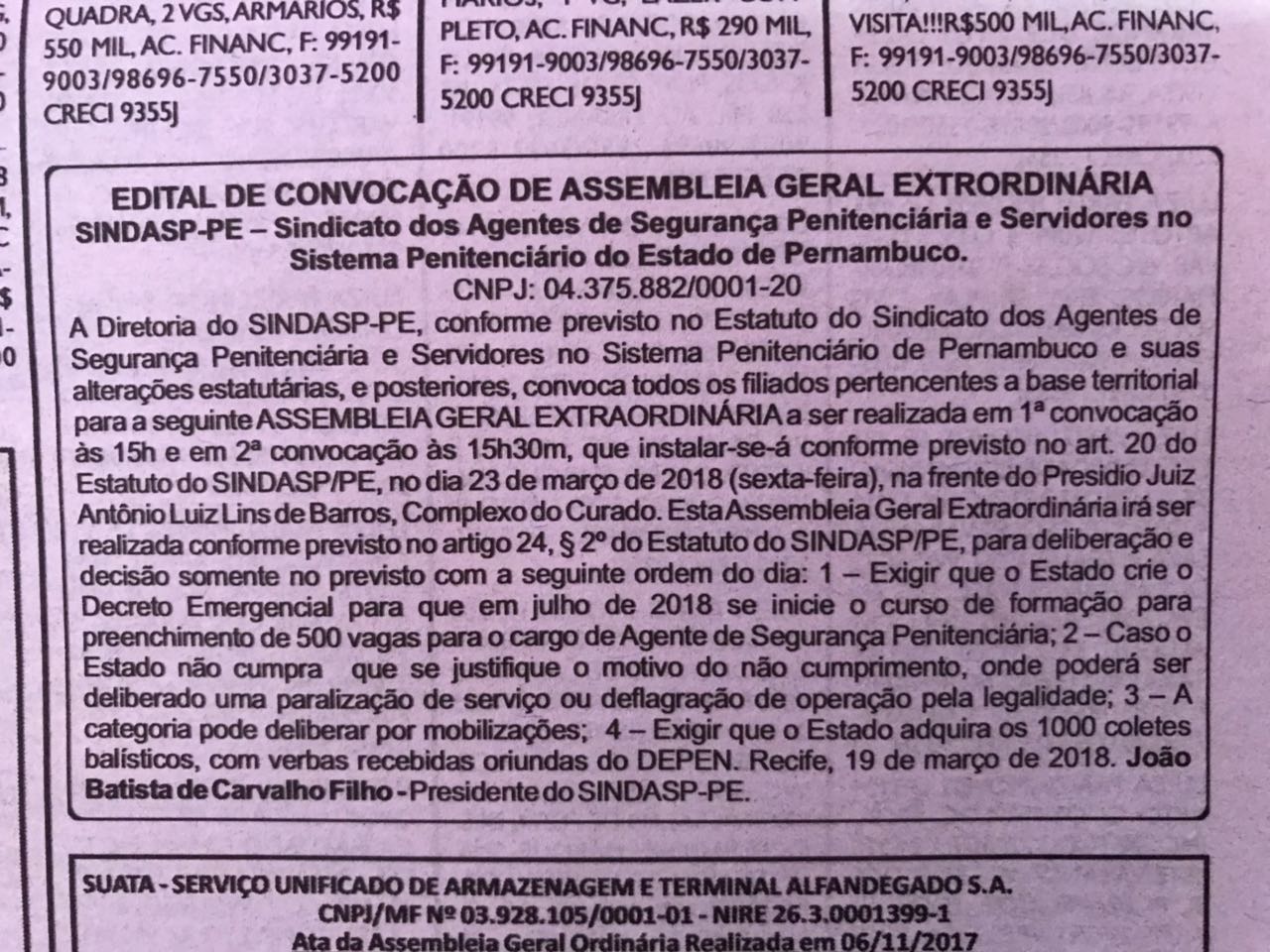 Photo of EDITAL DE CONVOCAÇÃO DE ASSEMBLÉIA GERAL EXTRAORDINÁRIA